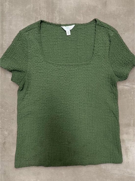 Tops - Olive Green Textured Square Neck Top Size Small